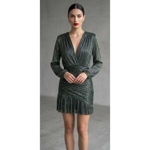 Maje Rayane Lurex Pleated Mini Dress